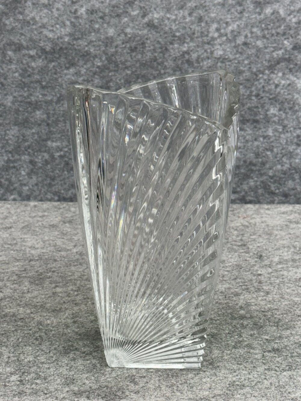Mikasa Vision Crystal Faceted Asymmetrical Vase Japan 10" Contemporary Geometric